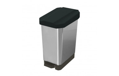 CANECA ESTRABINS PEDAL 10LT NEGRO - METALIZADO