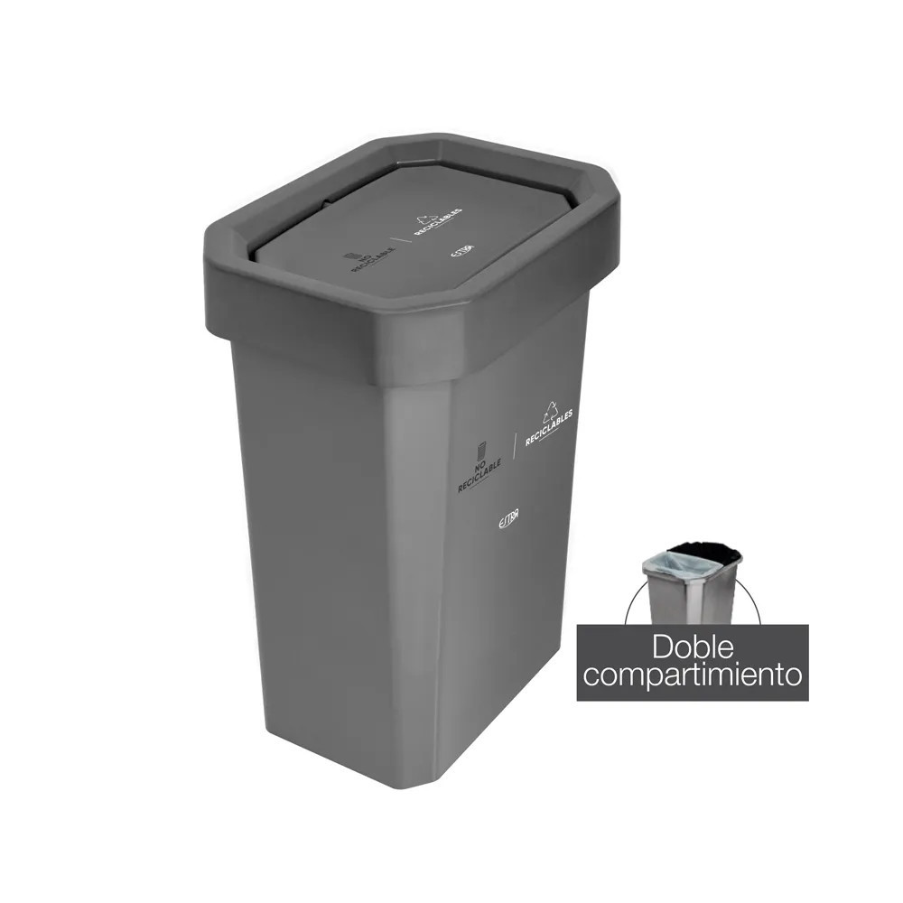 CANECA-PAPELERA ESTRABINS VAIVEN 53LT DOBLE