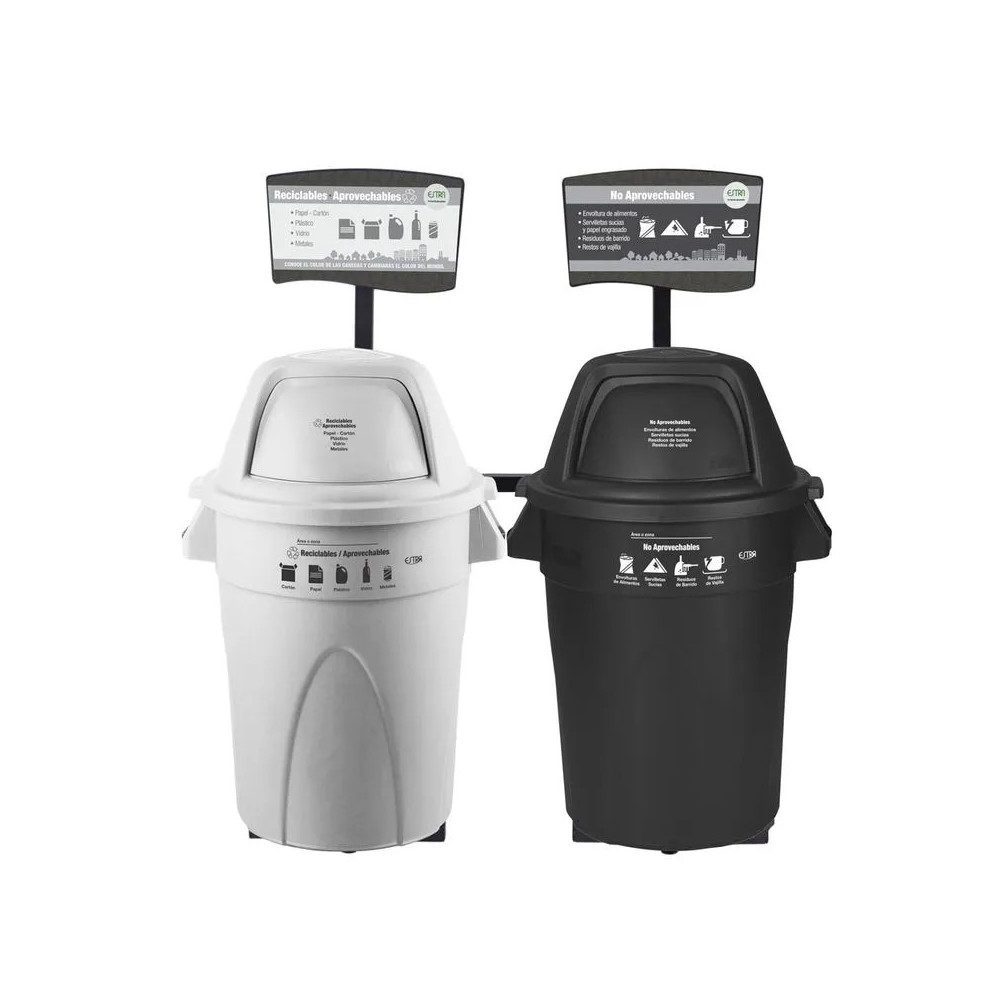 PUNTO ECOLOGICO 2 PUESTOS 121L RECICLABLE APROVECHABLE-NO APROVECHABLE X1
