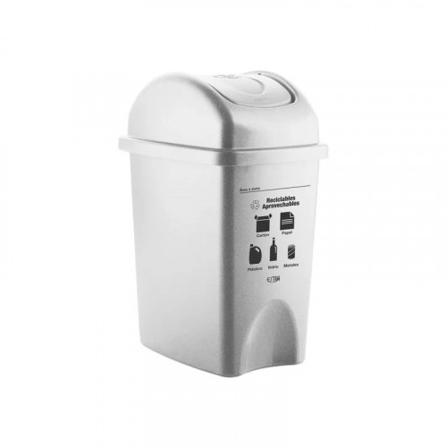 PAPELERA VAIVEN 10L BLANCO-RECICLABLE APROVECHABLE X6