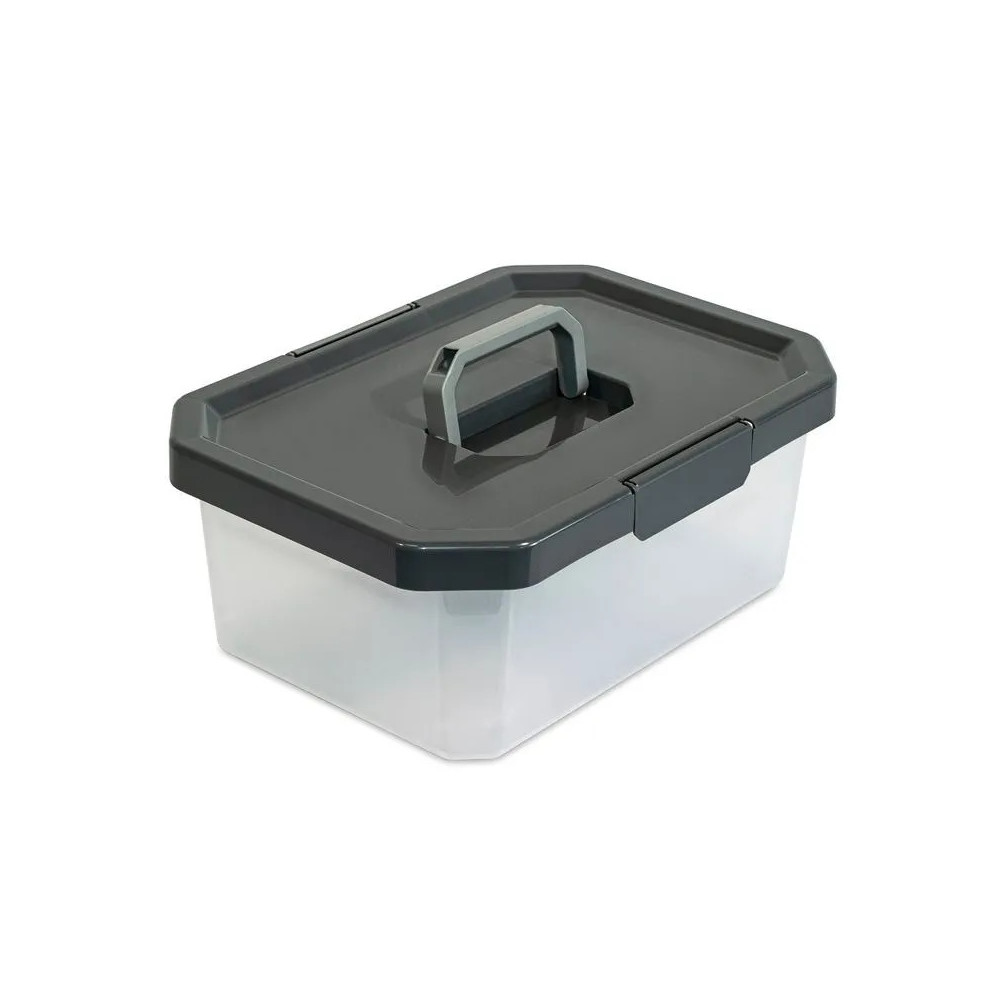 CAJA ORGANIZADORA ESTRABOX CON MANIJA  11L NATURAL-GRIS X8
