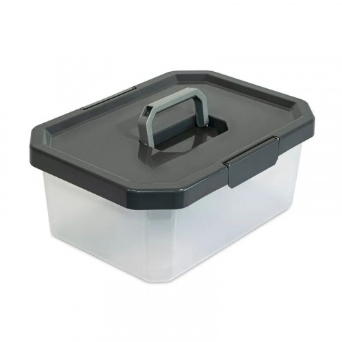CAJA ORGANIZADORA ESTRABOX CON MANIJA  11L NATURAL-GRIS X8