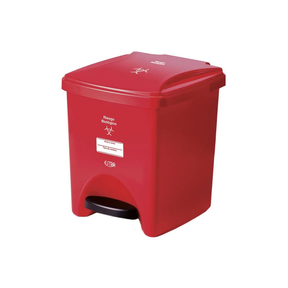 PAPELERA PEDAL 20L ROJO - RIESGO BIOLOGICO V3 X4