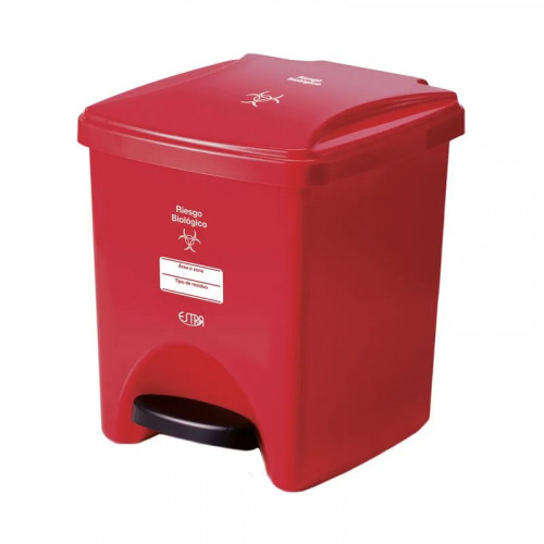 PAPELERA PEDAL 20L ROJO - RIESGO BIOLOGICO V3 X4