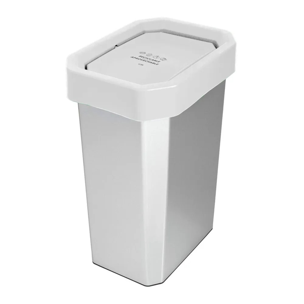 CANECA-PAPELERA ESTRABINS VAIVEN 26L BLANCO-RECICLABLE APROVECHABLE-IML METALIZADO
