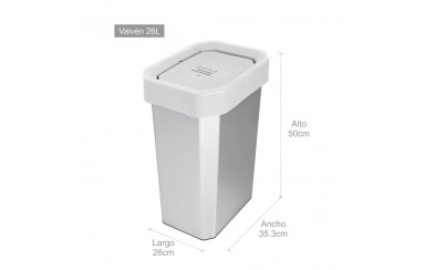 CANECA-PAPELERA ESTRABINS VAIVEN 26L BLANCO-RECICLABLE APROVECHABLE-IML METALIZADO