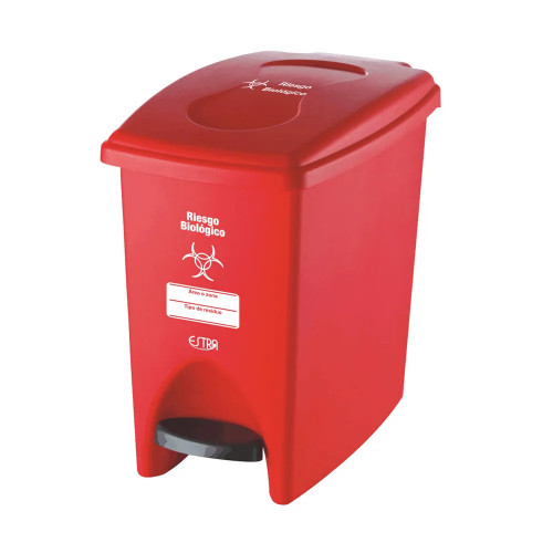 PAPELERA PEDAL 10L ROJO - RIESGO BIOLOGICO V3