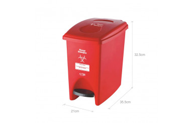 PAPELERA PEDAL 10L ROJO - RIESGO BIOLOGICO V3
