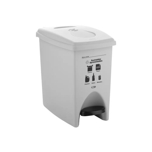 PAPELERA PEDAL 10L BLANCO-RECICLABLE APROVECHABLE