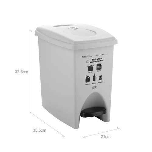 PAPELERA PEDAL 10L BLANCO-RECICLABLE APROVECHABLE