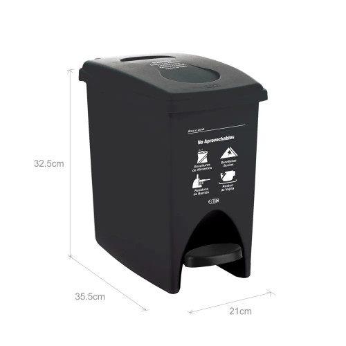 PAPELERA PEDAL 10L NEGRO-NO APROVECHABLE