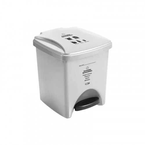 PAPELERA PEDAL 20L BLANCO-RECICLABLE APROVECHABLE