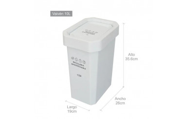 CANECA-PAPELERA ESTRABINS VAIVEN 10L BLANCO-RECICLABLE APROVECHABLE