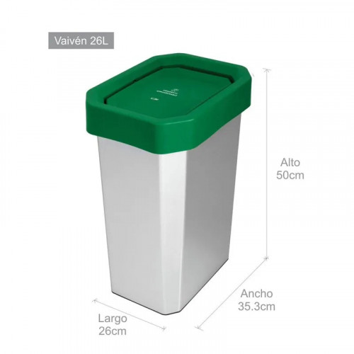 CANECA-PAPELERA ESTRABINS VAIVEN 26L VERDE-ORGANICO APROVECHABLE-IML METALIZADO