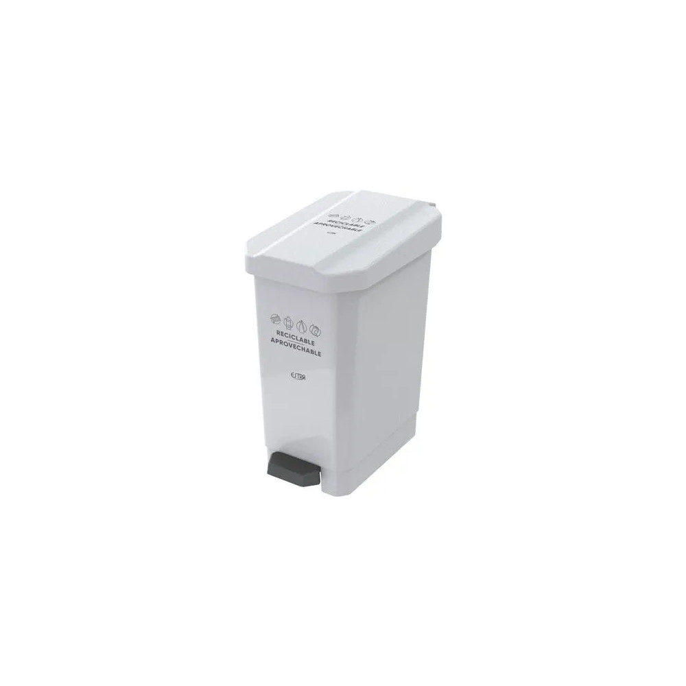 CANECA-PAPELERA ESTRABINS PEDAL 10L BLANCO-RECICLABLE APROVECHABLE