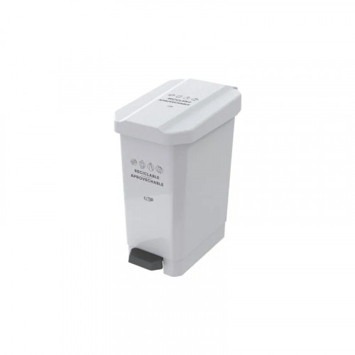 CANECA-PAPELERA ESTRABINS PEDAL 10L BLANCO-RECICLABLE APROVECHABLE