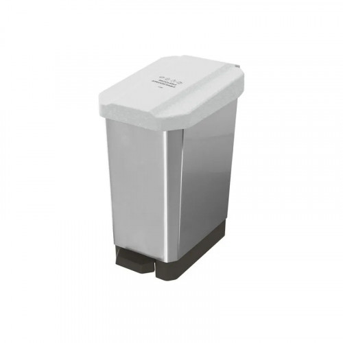CANECA-PAPELERA ESTRABINS PEDAL 22L BLANCO-RECICLABLE APROVECHABLE-IML METALIZADO