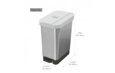 CANECA-PAPELERA ESTRABINS PEDAL 22L BLANCO-RECICLABLE APROVECHABLE-IML METALIZADO