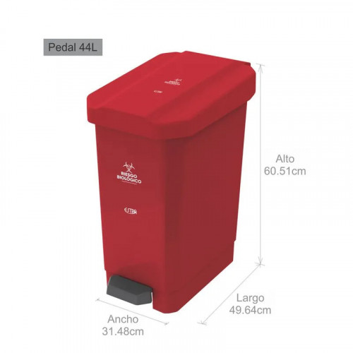CANECA ESTRABINS PEDAL 44L ROJO - RIESGO BIOLOGICO