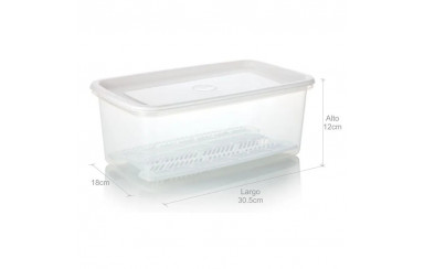 RECIPIENTE PLUS RECTANGULAR CON BANDEJA 4L BLANCO