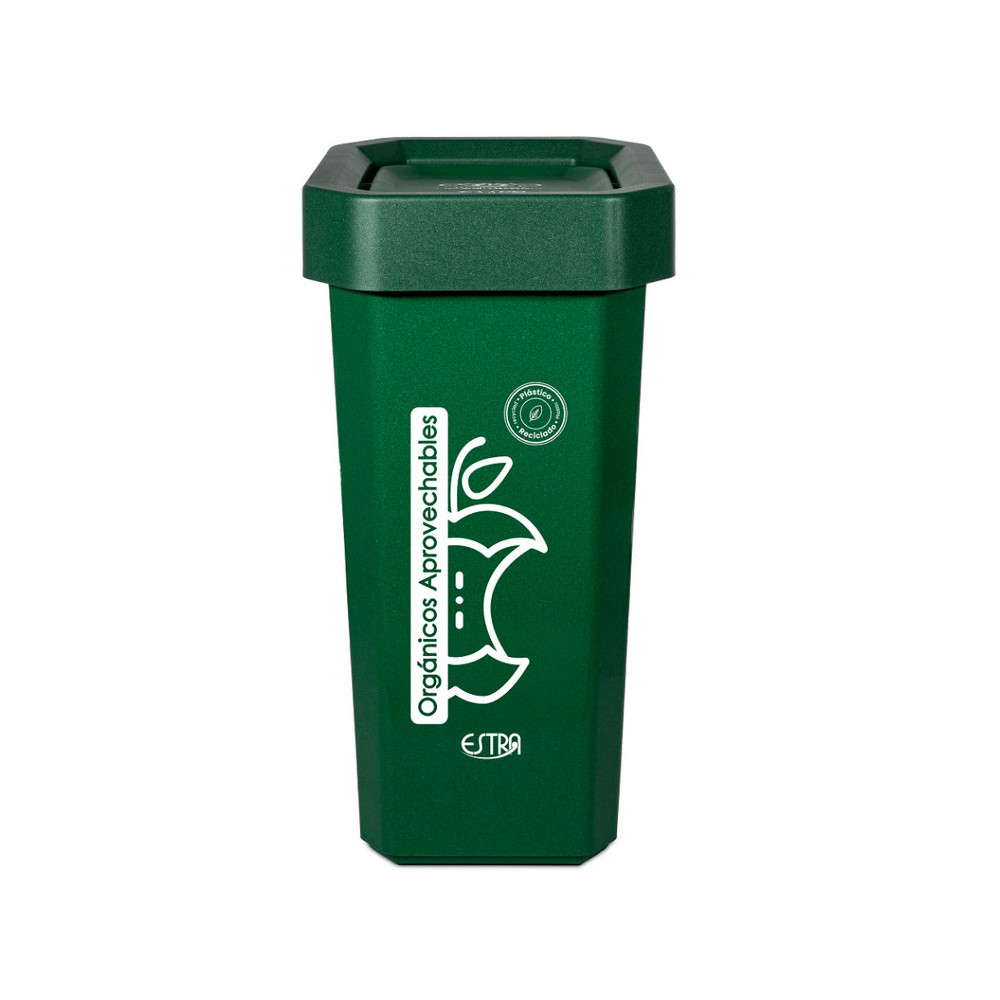 CANECA-PAPELERA ESTRABINS VAIVEN 10L VERDE-ORGANICO APROVECHABLE