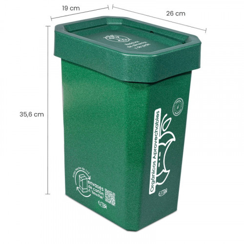 CANECA-PAPELERA ESTRABINS VAIVEN 10L VERDE-ORGANICO APROVECHABLE