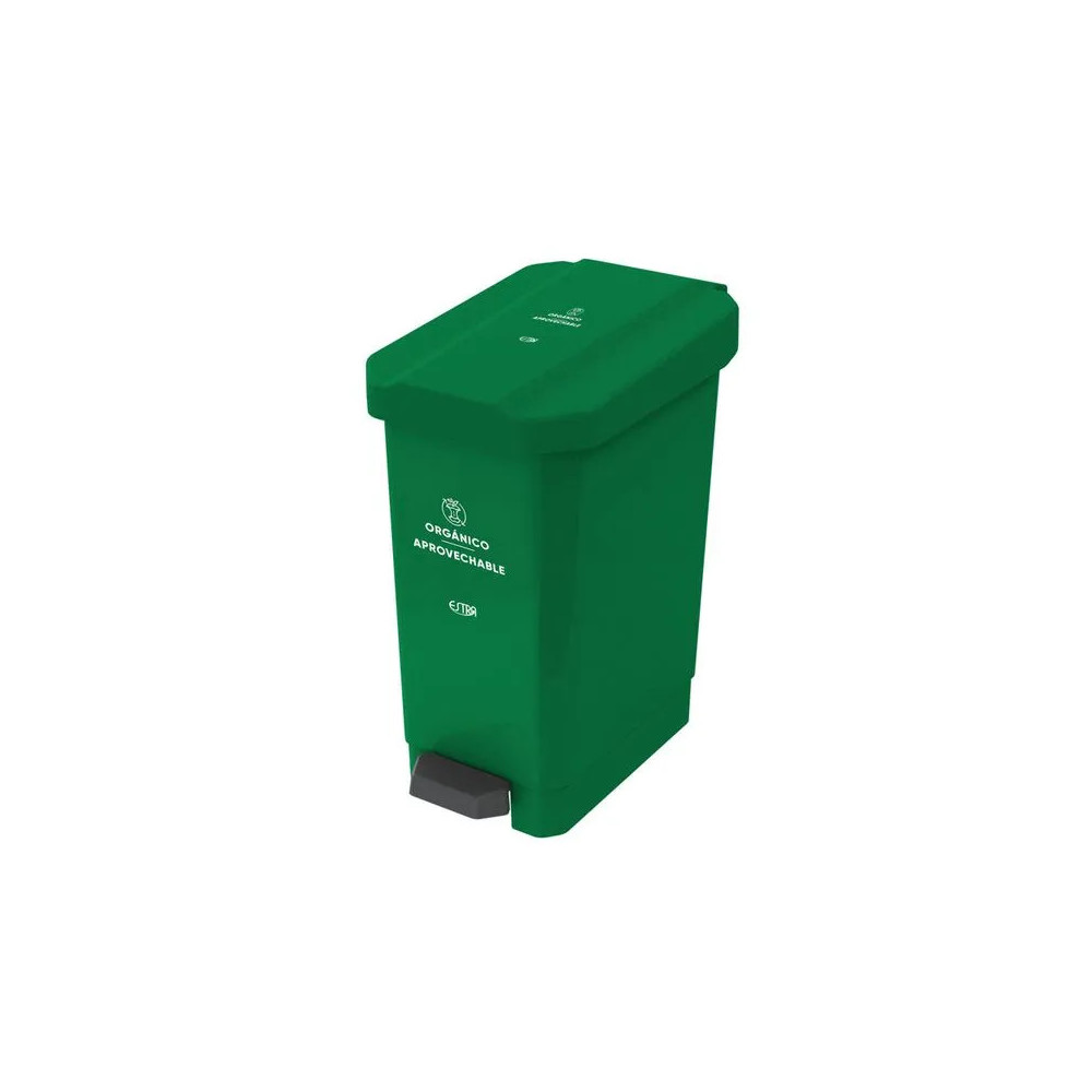 CANECA-PAPELERA ESTRABINS PEDAL 22L VERDE-ORGANICO APROVECHABLE