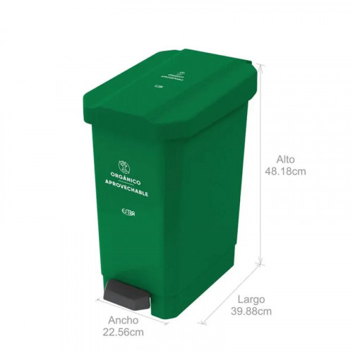 CANECA-PAPELERA ESTRABINS PEDAL 22L VERDE-ORGANICO APROVECHABLE