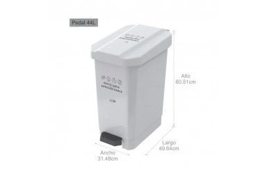 CANECA-PAPELERA ESTRABINS PEDAL 44L BLANCO-RECICLABLE APROVECHABLE