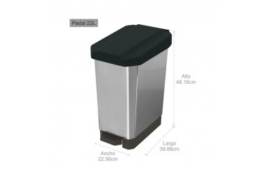 CANECA-PAPELERA ESTRABINS PEDAL 22L NEGRO-IML METALIZADO