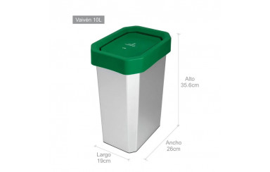 CANECA-PAPELERA ESTRABINS VAIVEN 10L VERDE-ORGANICO APROVECHABLE-IML METALIZADO