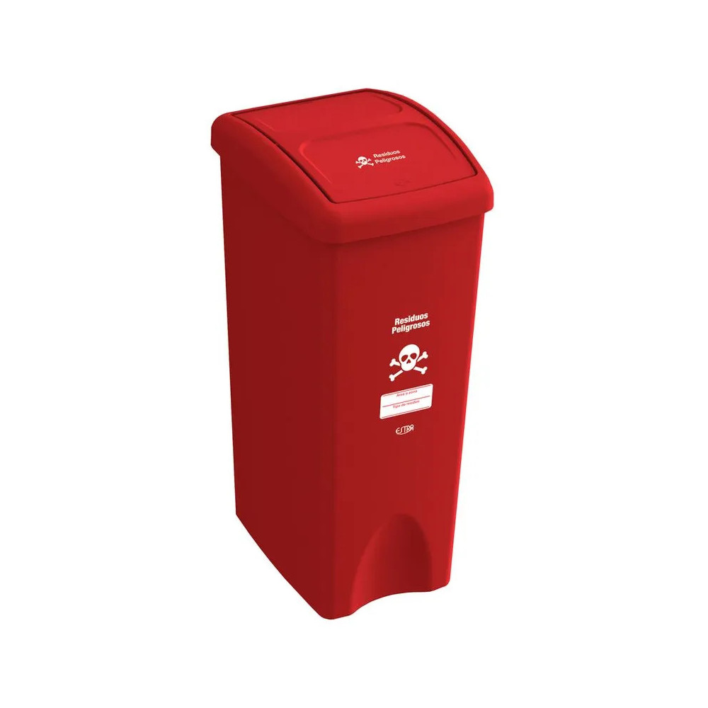 PAPELERA VAIVEN PLANA 53L ROJO - RESIDUOS PELIGROSOS V3