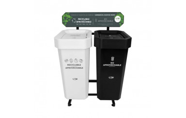 PUNTO ECOLOGICO ESTRABINS 2 PTOS CON BANNER 53L RECICLABLE APROVECHABLE-NO APROVECHABLE