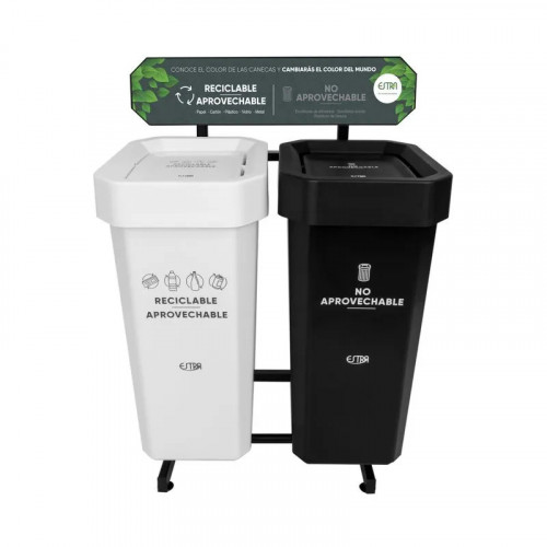 PUNTO ECOLOGICO ESTRABINS 2 PTOS CON BANNER 53L RECICLABLE APROVECHABLE-NO APROVECHABLE